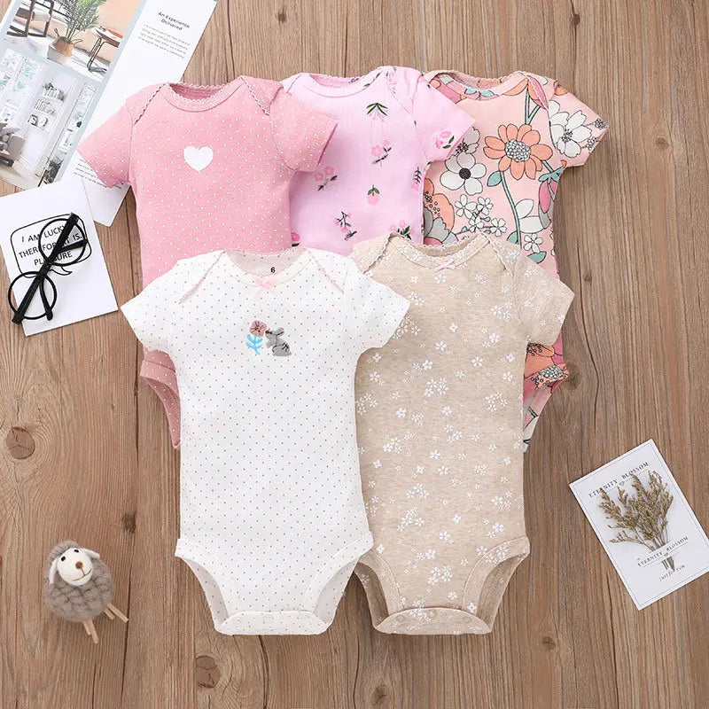 (Pack of 5) /Lot Baby Boys Girls Bodysuits 100% Cotton Short Sleeves Kids Clothes 6-24 Month Newborn Baby Clothing bebe Jumpsuit