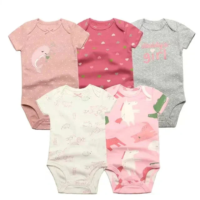 (Pack of 5) /Lot Baby Boys Girls Bodysuits 100% Cotton Short Sleeves Kids Clothes 6-24 Month Newborn Baby Clothing bebe Jumpsuit