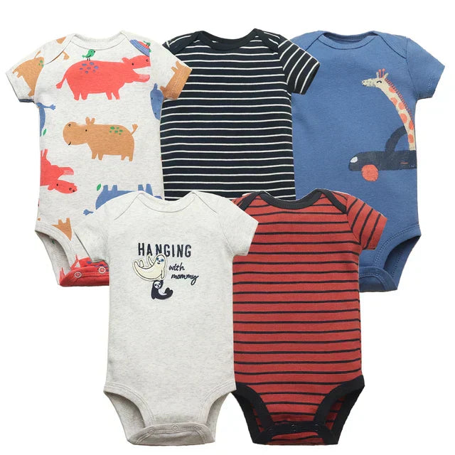 (Pack of 5) /Lot Baby Boys Girls Bodysuits 100% Cotton Short Sleeves Kids Clothes 6-24 Month Newborn Baby Clothing bebe Jumpsuit