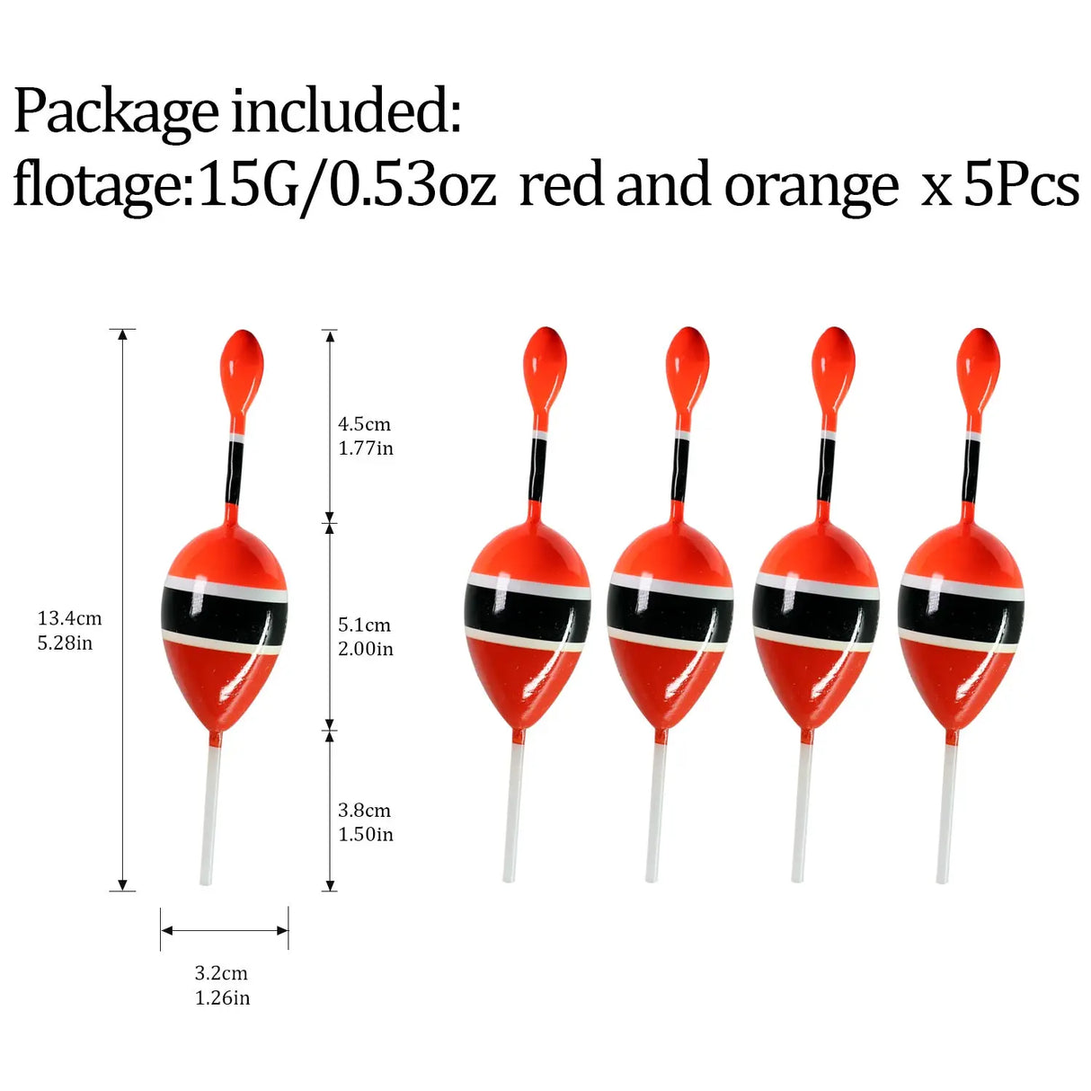 (Pack of 5) /lot Fishing Slip Float Bobbers 15g 5g Balsa Wood Fishing Slip Float 6 colors Slip Bobber Rigs