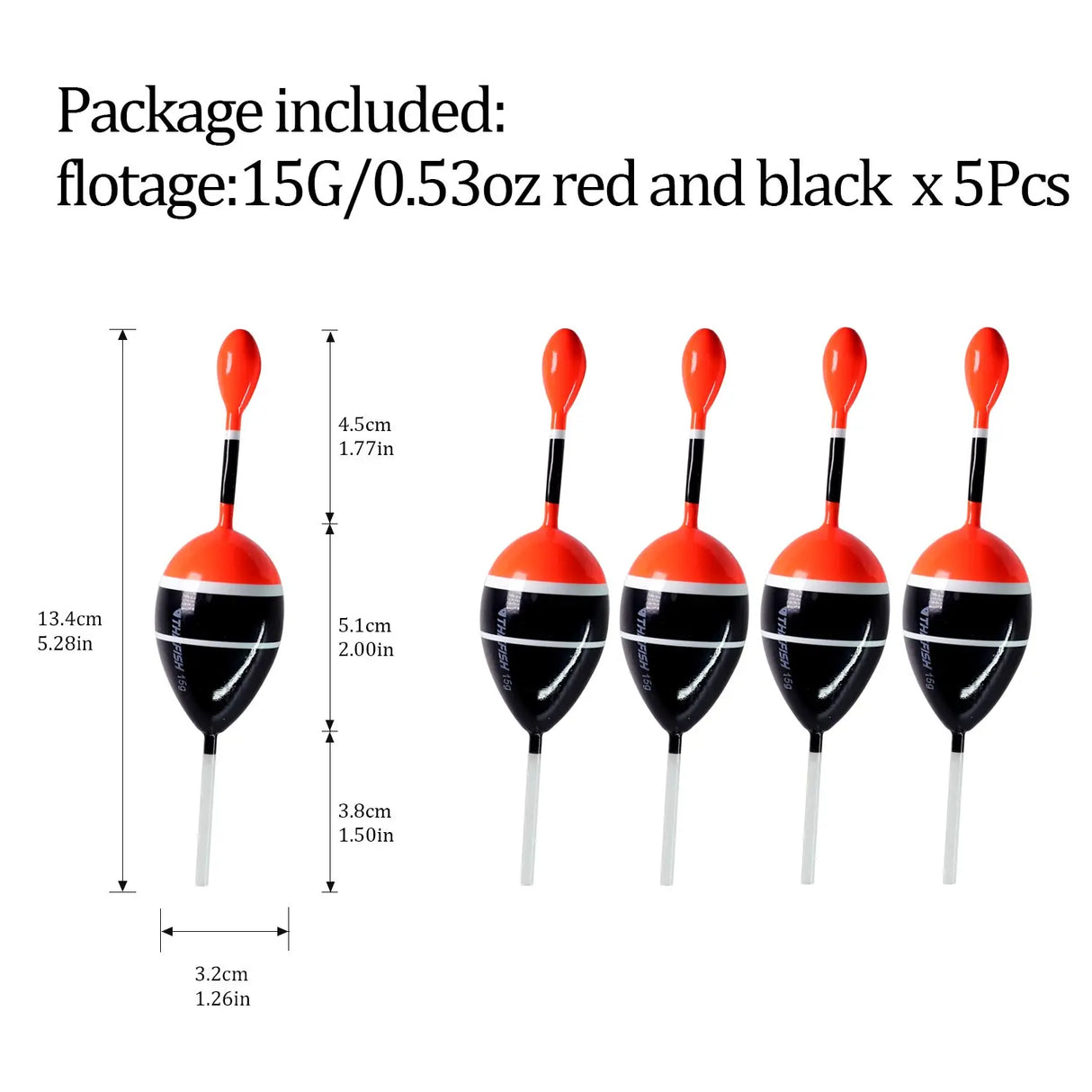 (Pack of 5) /lot Fishing Slip Float Bobbers 15g 5g Balsa Wood Fishing Slip Float 6 colors Slip Bobber Rigs
