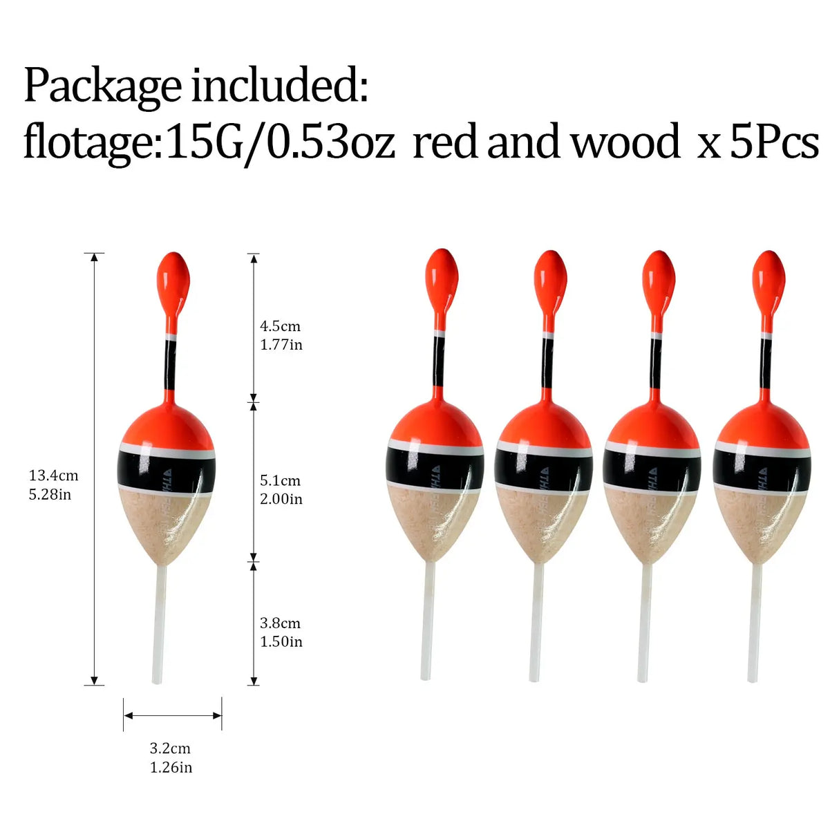 (Pack of 5) /lot Fishing Slip Float Bobbers 15g 5g Balsa Wood Fishing Slip Float 6 colors Slip Bobber Rigs