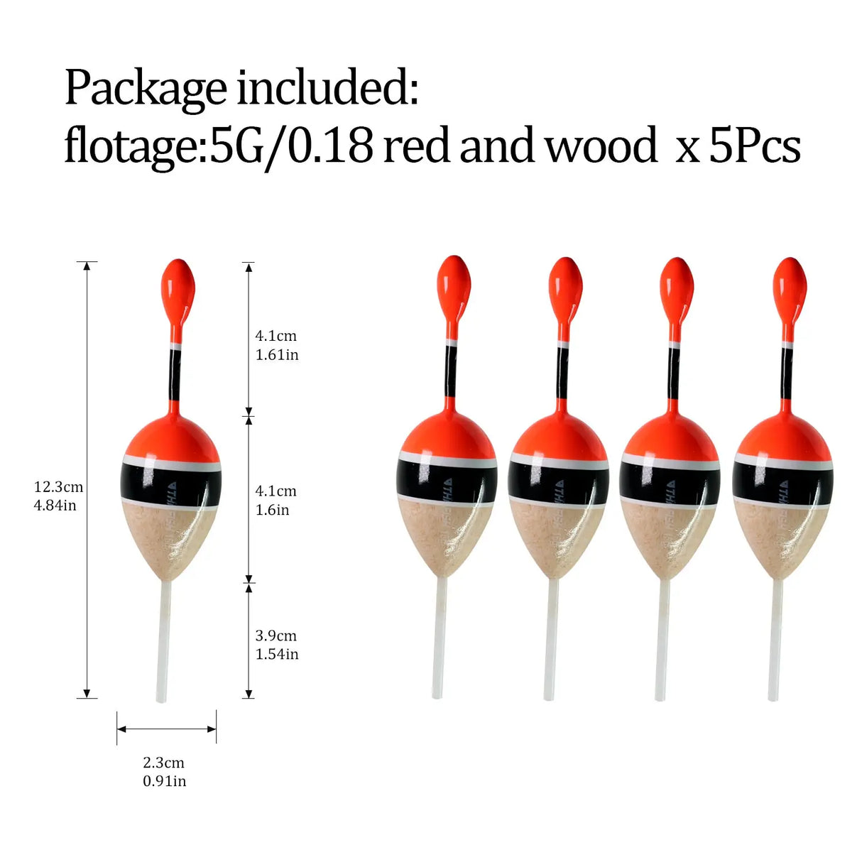 (Pack of 5) /lot Fishing Slip Float Bobbers 15g 5g Balsa Wood Fishing Slip Float 6 colors Slip Bobber Rigs