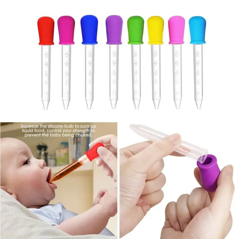 (Pack of 10) 6/7/8/ Baby Dropper Medicine Feeder Child Medicine Device Silicone Pipette Liquid Food Dropper Infant Utensils 5ML
