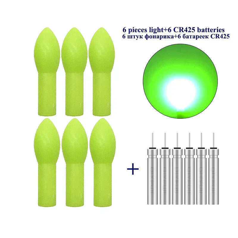 (Pack of 6) Luminous Ocean Fishing Light Stick+6 CR425 Electronic Glow Stick Sea Light Stick Electric Rod Light Stick Fishing Tackle