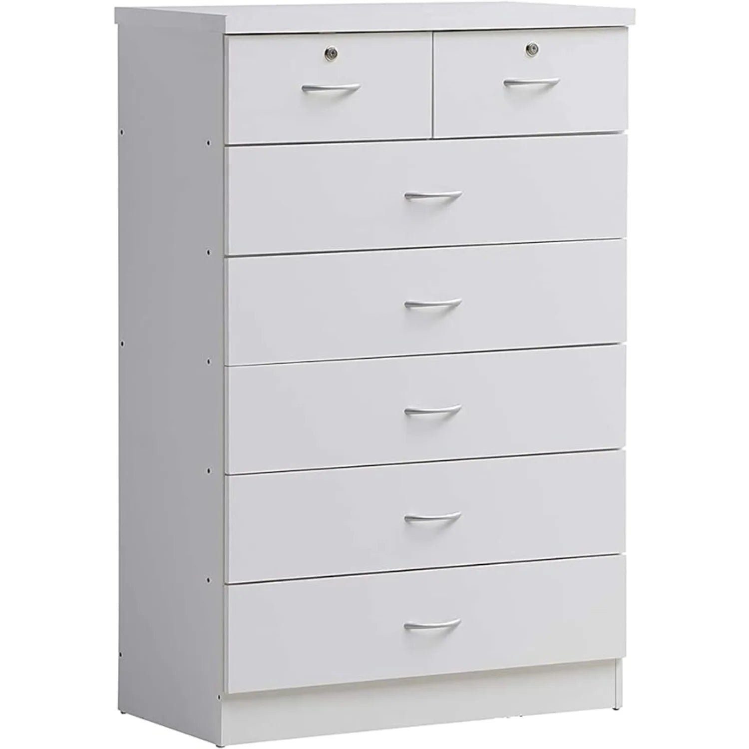 7 Drawer Wood Dresser, 31.5 in Wide Chest of Drawers, w/ 2 Locks on the Top Drawers, Storage Organization Unit for Clothing