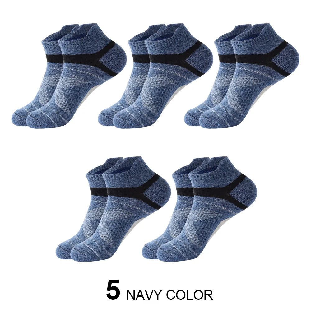 5 Pairs High Quality Socks Men Summer Outdoor Casual Cotton Socks Short Breathable Black Ankle Socks Run Sports Socks Size 38-45
