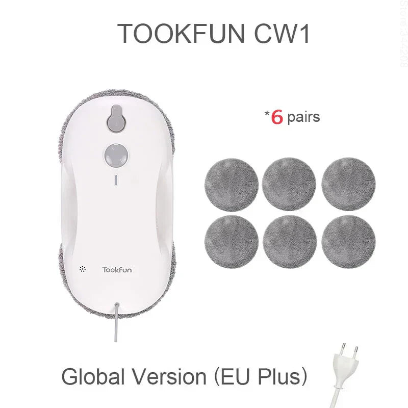 TOOKFUN CW1 Electric Smart Robotic Window Cleaner For Home With Sprayer Auto Vacuum Cleaning Fast Safe 3000Pa Cyclone Suction