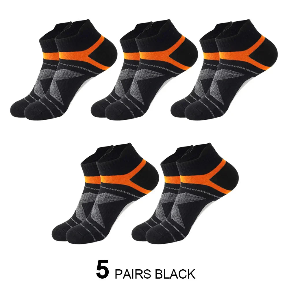 5 Pairs High Quality Socks Men Summer Outdoor Casual Cotton Socks Short Breathable Black Ankle Socks Run Sports Socks Size 38-45