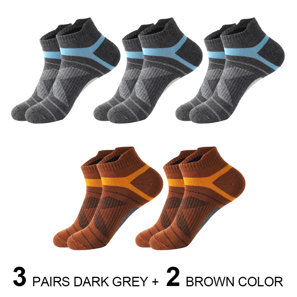 5 Pairs High Quality Socks Men Summer Outdoor Casual Cotton Socks Short Breathable Black Ankle Socks Run Sports Socks Size 38-45