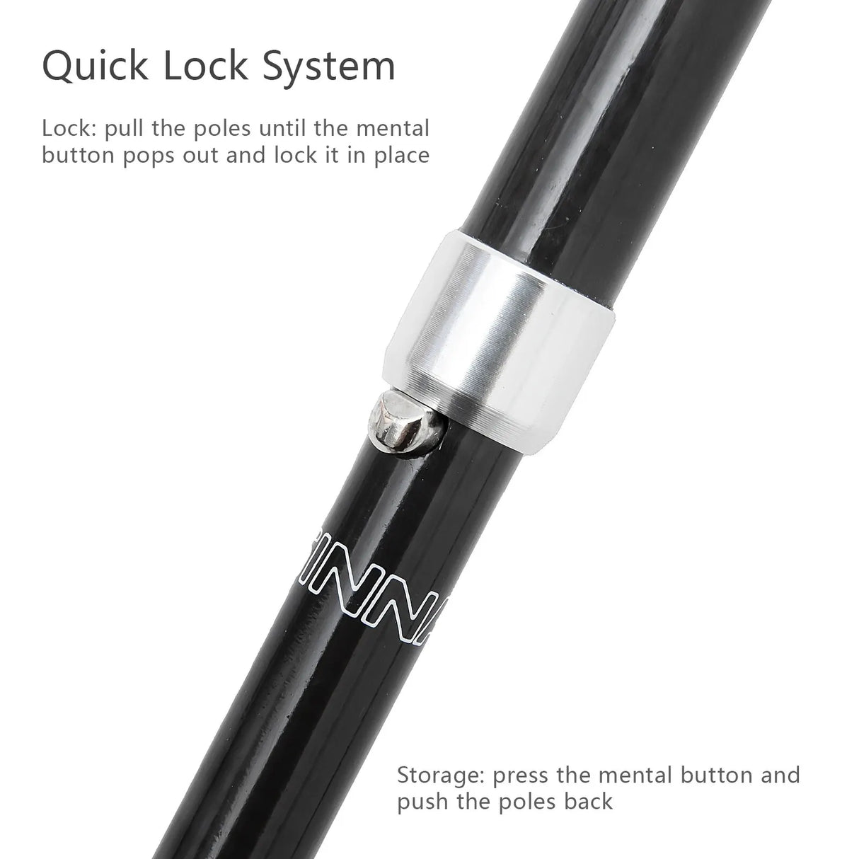 (Pack of 1) BISINNA / Folding Trekking Poles Carbon Fiber Collapsible Telescopic Sticks Lightweight Walking Stick Hiking Climbing