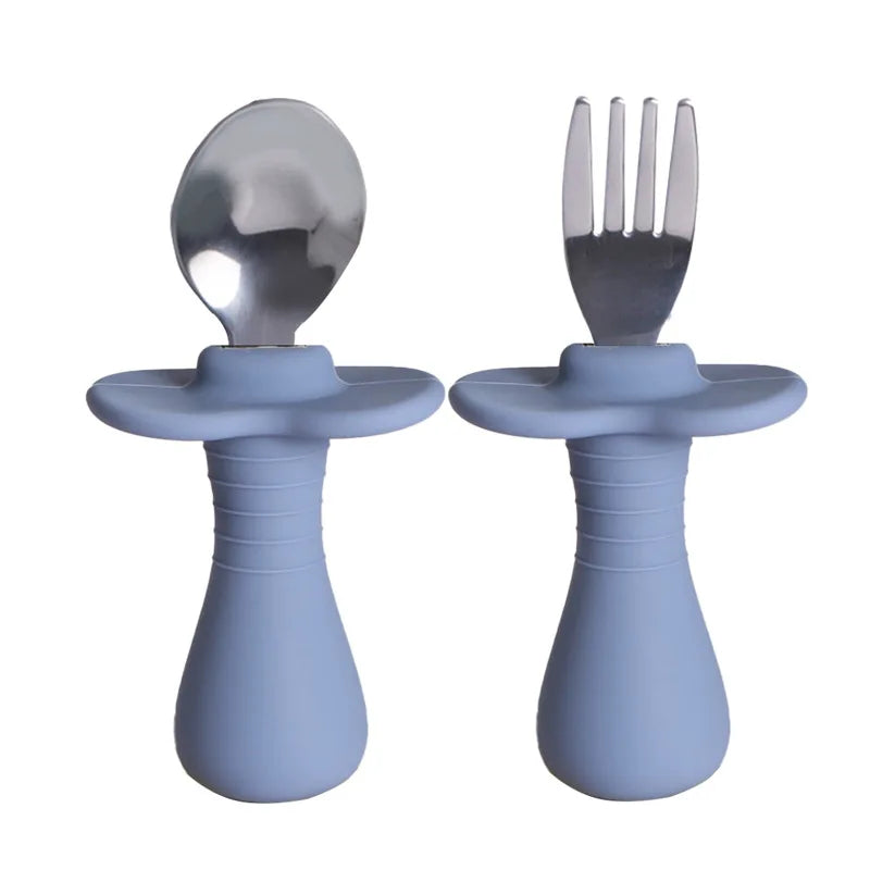 Baby Candy Colour Tableware Set Utensil 316 Stainless Steel Toddler Dinnerware Cutlery Cartoon Infant Food Feeding Spoon Fork