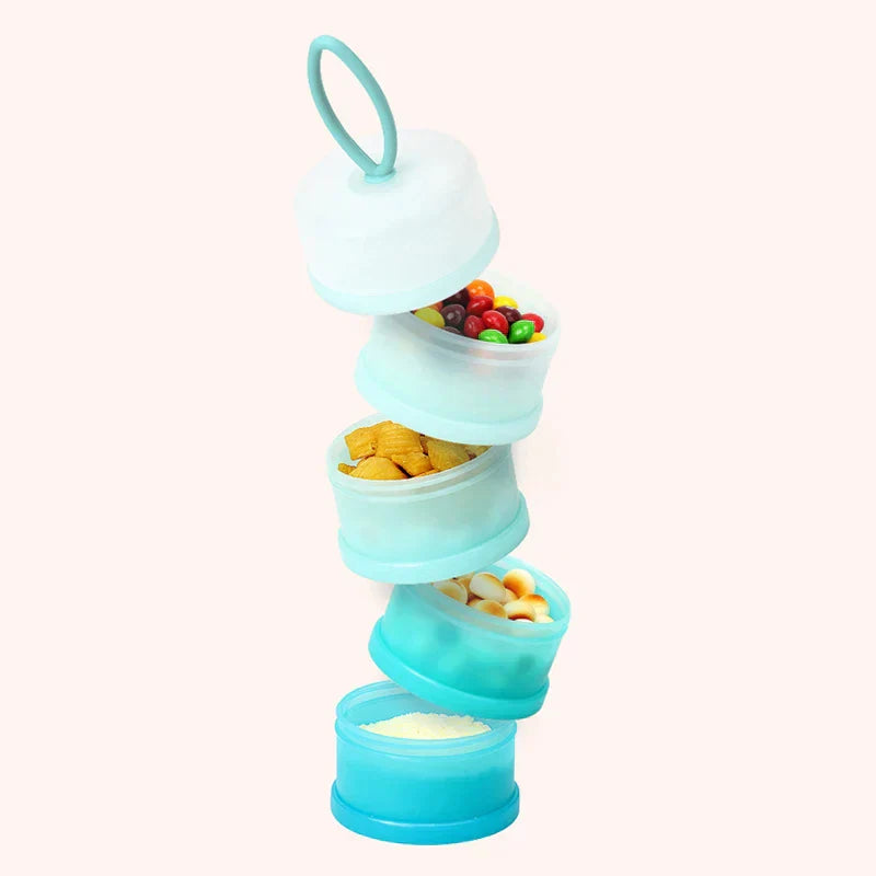 Baby Milk Powder Dispenser, Non-Spill Smart Stackable Baby Feeding Travel Storage Container, 4Compartments