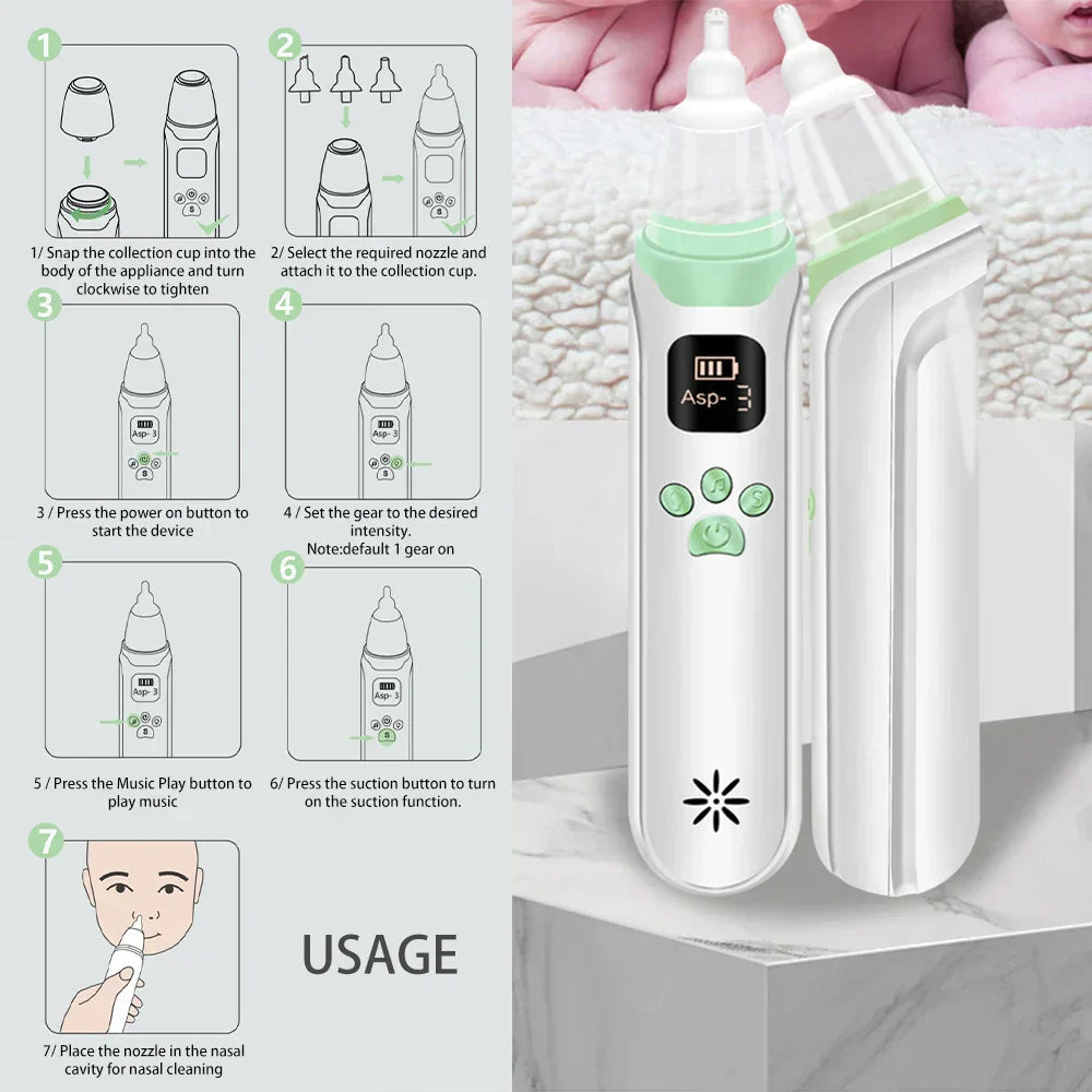 Baby Nasal Aspirator Nose Cleaner Silicone Adjustable Suction Child Health Safety Convenient Low Noise Baby Care Products