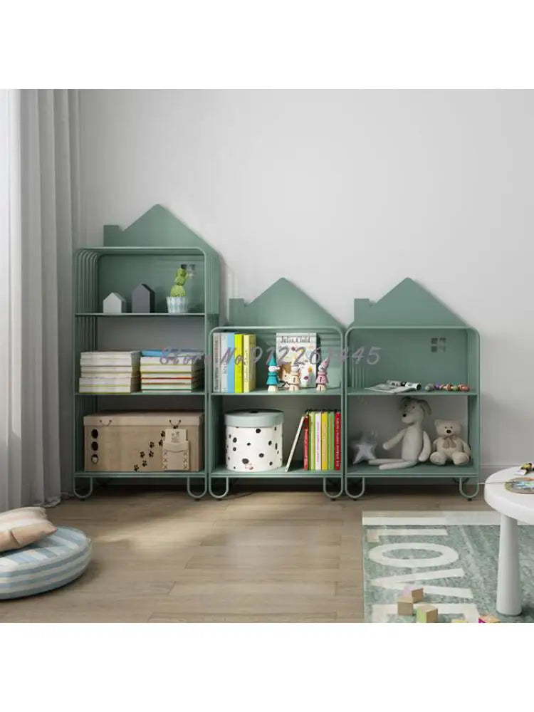 Children's Bookshelf Storage Integrated Floor Small Baby Picture Book Rack Household Bedside Rack Iron Bookcase