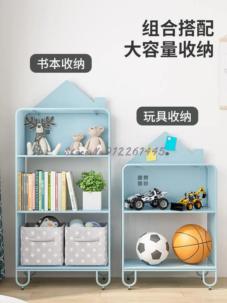 Children's Bookshelf Storage Integrated Floor Small Baby Picture Book Rack Household Bedside Rack Iron Bookcase