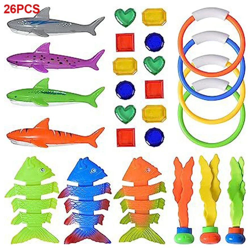 Children Summer Swimming Octopus Pool Diving Toys Set Water Sports Water Play Toys Diving Stick Gem Underwater Grabbing Toys Set