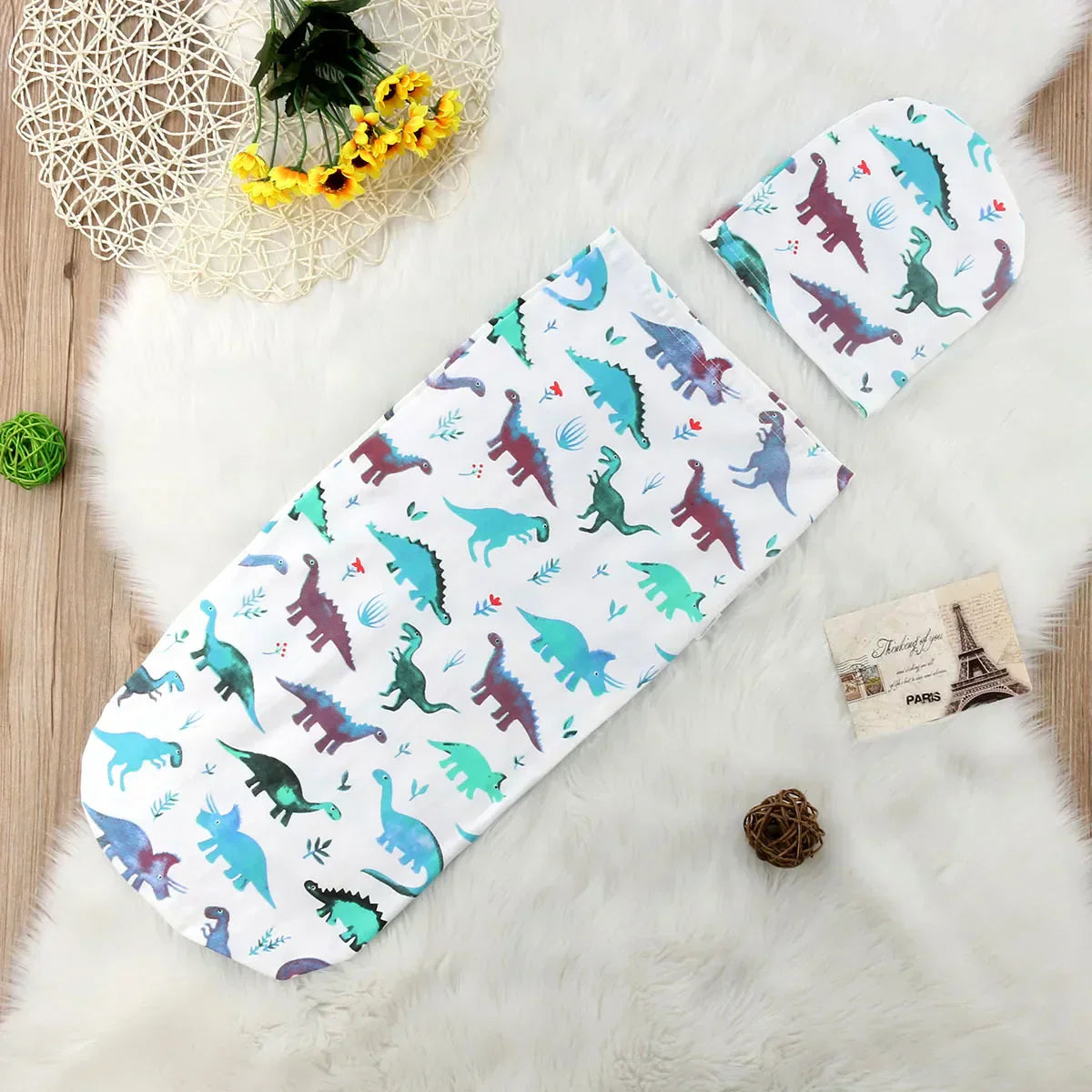 (Pack of 2) Citgeett Newborn Baby Cute Swaddle Blanket Sleeping Swaddle Muslin Wrap+Hat Anime Casual Accessories SS