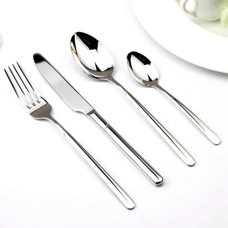 (Pack of 24) Cozy Zone Dinnerware Set Luxury Cutlery Steel Set Quality Tableware Knives Forks Dining Dinner Set Western Food Restaurant