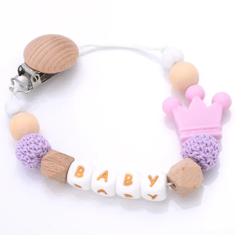 Custom Personalized Name Pacifier Chain English Letters Silicone Clips Mouse Teether Holder Soother Baby Teething Toy Chew Gift