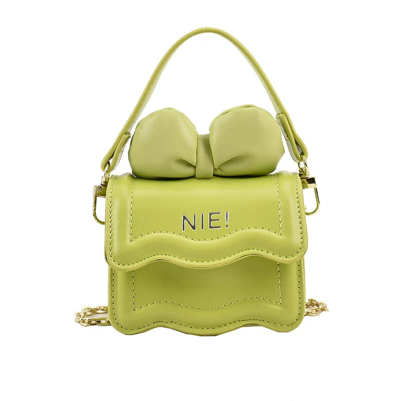 Cute Children's Handbag for Girls Vintage PU Leather Bow-Knot Messenger Purse Bag Girls Single Strap Crossbody Purse Baby Items