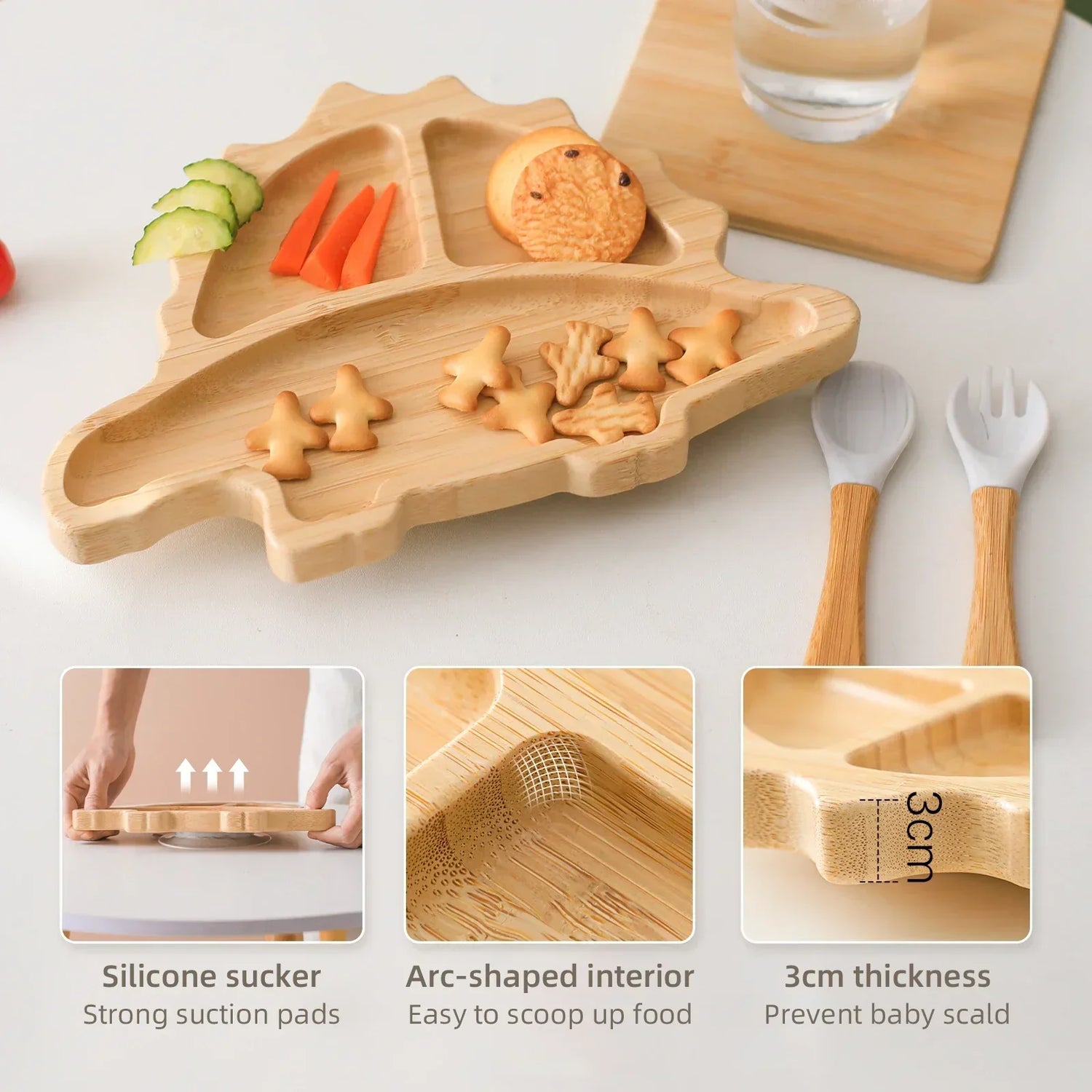 Dinosaur Baby Feeding Set Dinnerware Plates Newborn Bamboo Dishes Items Bebe Tableware for Stuff Accessory Kids Food Storage New