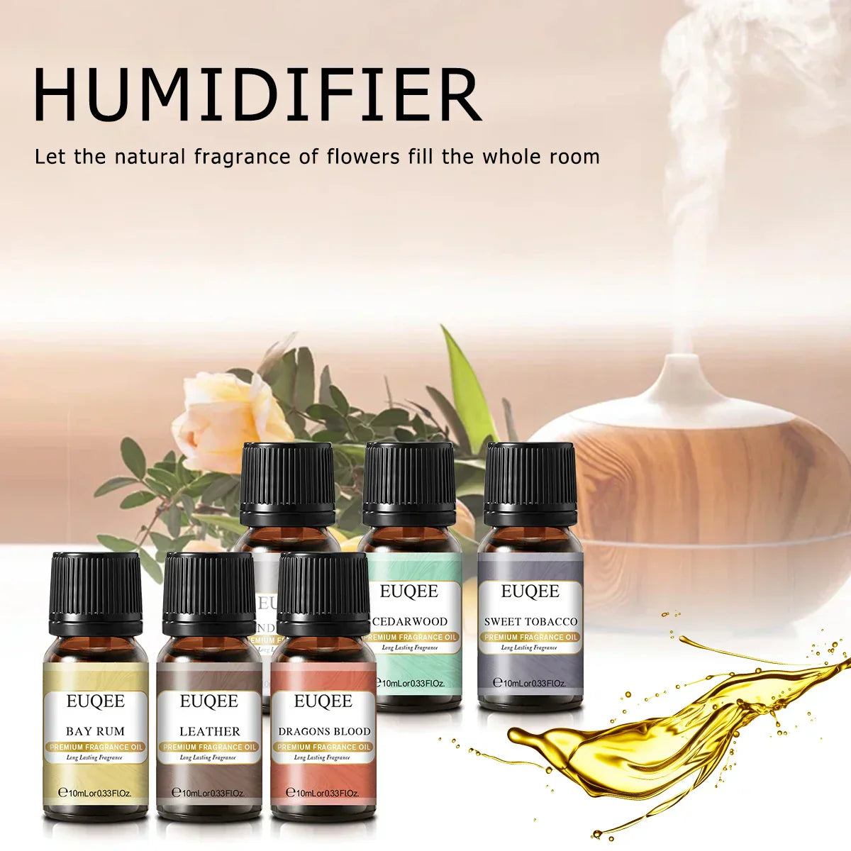 (Pack of 6) EUQEE /set Fragrance Oil Gift Kit For Diffuser Coffee Bakery Harvest Spice Pumpkin Pie Forest Pine Sweet Fruit Aroma Oils
