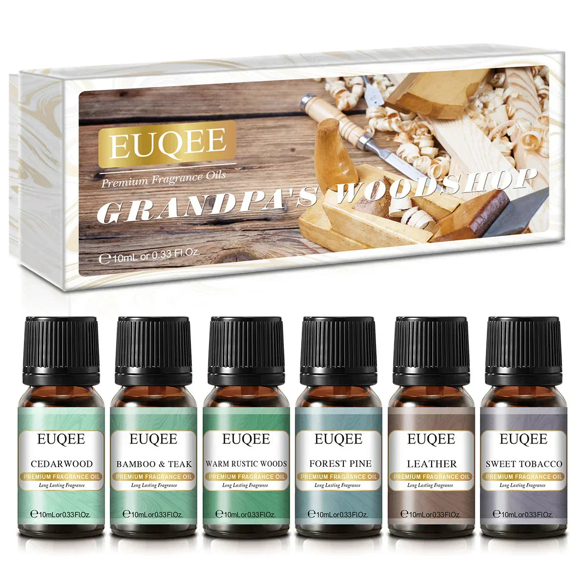 (Pack of 6) EUQEE /set Fragrance Oil Gift Kit For Diffuser Coffee Bakery Harvest Spice Pumpkin Pie Forest Pine Sweet Fruit Aroma Oils