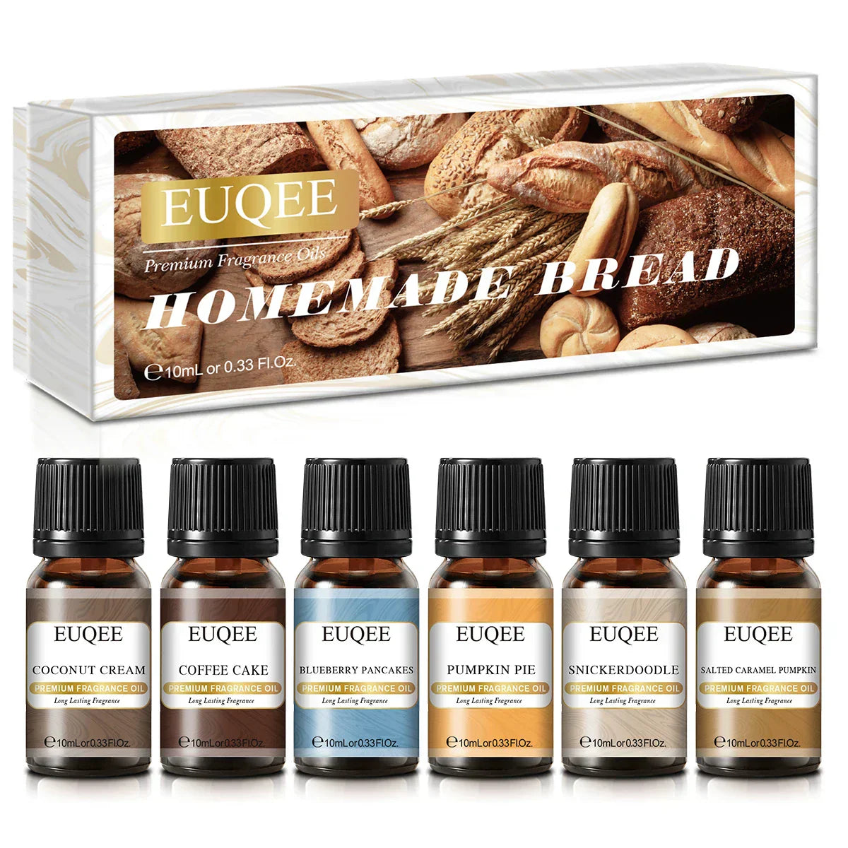 (Pack of 6) EUQEE /set Fragrance Oil Gift Kit For Diffuser Coffee Bakery Harvest Spice Pumpkin Pie Forest Pine Sweet Fruit Aroma Oils
