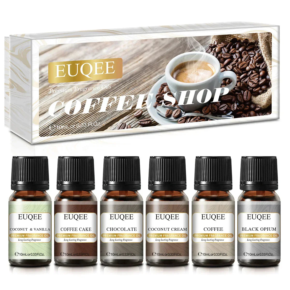 (Pack of 6) EUQEE /set Fragrance Oil Gift Kit For Diffuser Coffee Bakery Harvest Spice Pumpkin Pie Forest Pine Sweet Fruit Aroma Oils