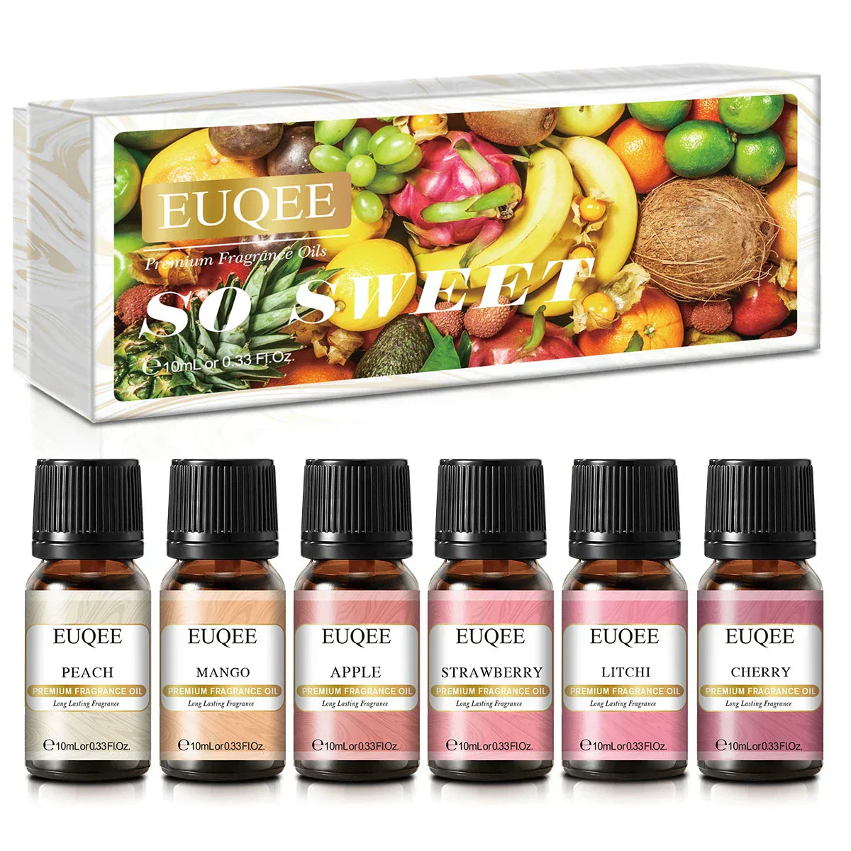 (Pack of 6) EUQEE /set Fragrance Oil Gift Kit For Diffuser Coffee Bakery Harvest Spice Pumpkin Pie Forest Pine Sweet Fruit Aroma Oils