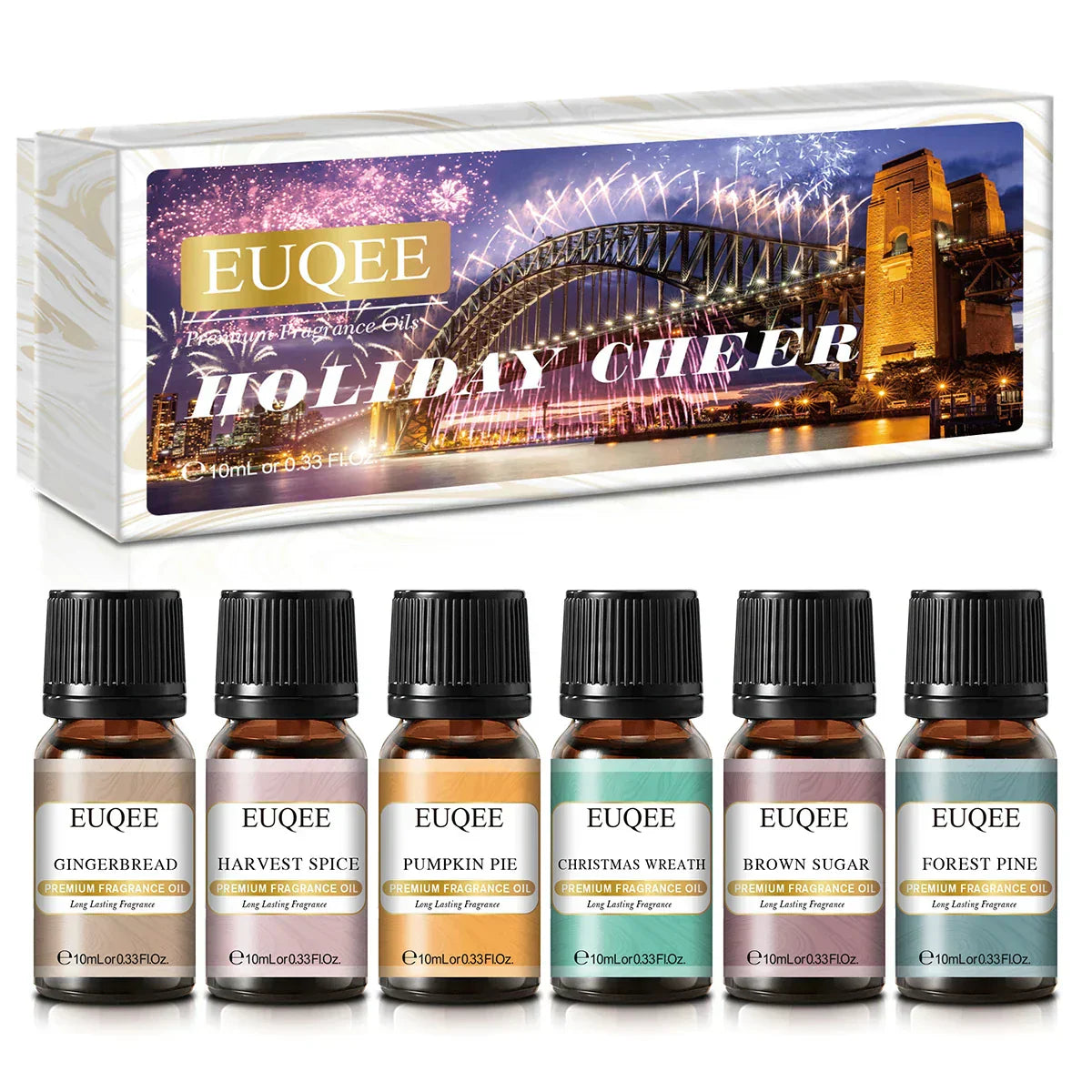 (Pack of 6) EUQEE /set Fragrance Oil Gift Kit For Diffuser Coffee Bakery Harvest Spice Pumpkin Pie Forest Pine Sweet Fruit Aroma Oils
