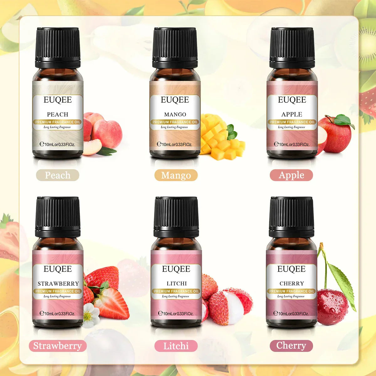 (Pack of 6) EUQEE /set Fragrance Oil Gift Kit For Diffuser Coffee Bakery Harvest Spice Pumpkin Pie Forest Pine Sweet Fruit Aroma Oils