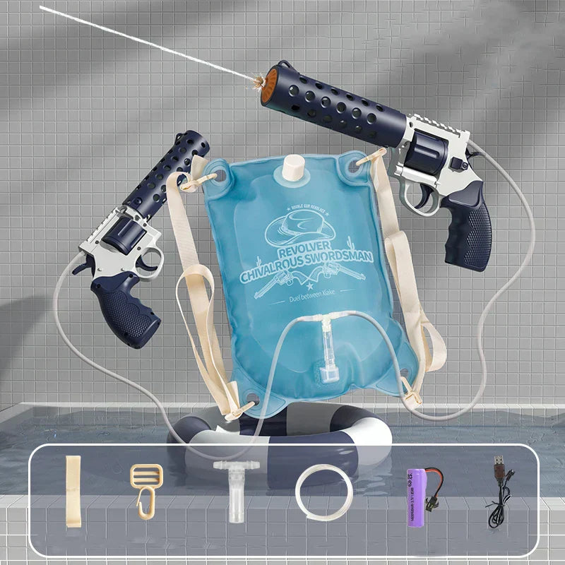 Electric Water Gun with Backpack Automatic Double Water Blaster Large Capacity Soaker Splashing Toy Summer Outdoor Party Games