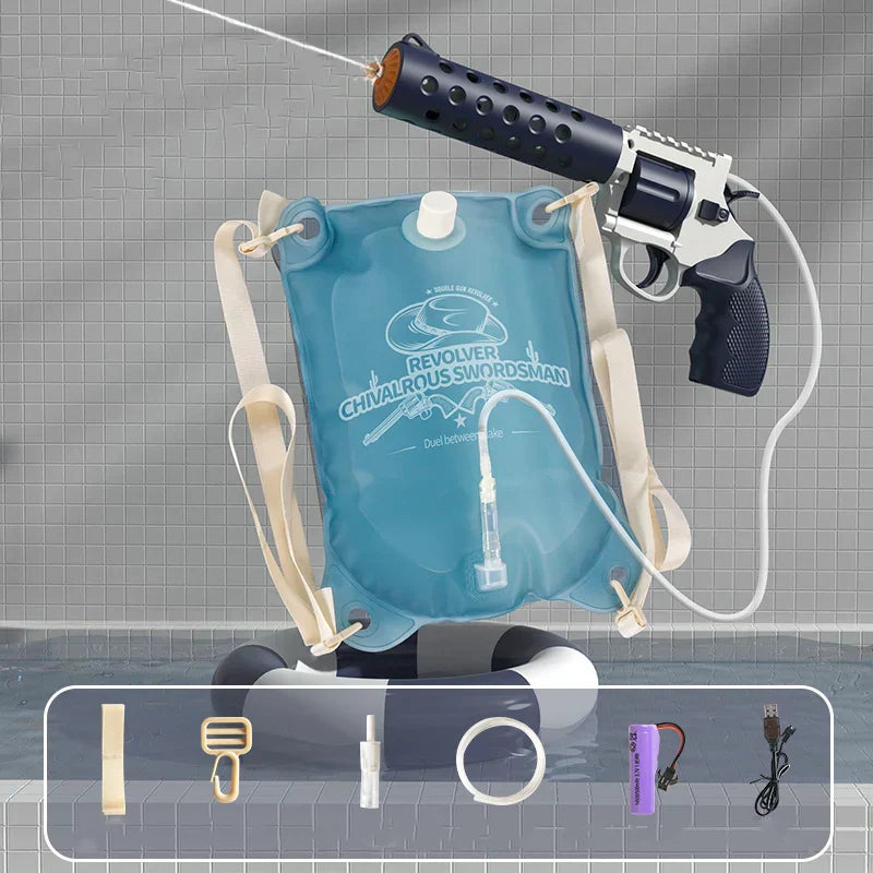 Electric Water Gun with Backpack Automatic Double Water Blaster Large Capacity Soaker Splashing Toy Summer Outdoor Party Games