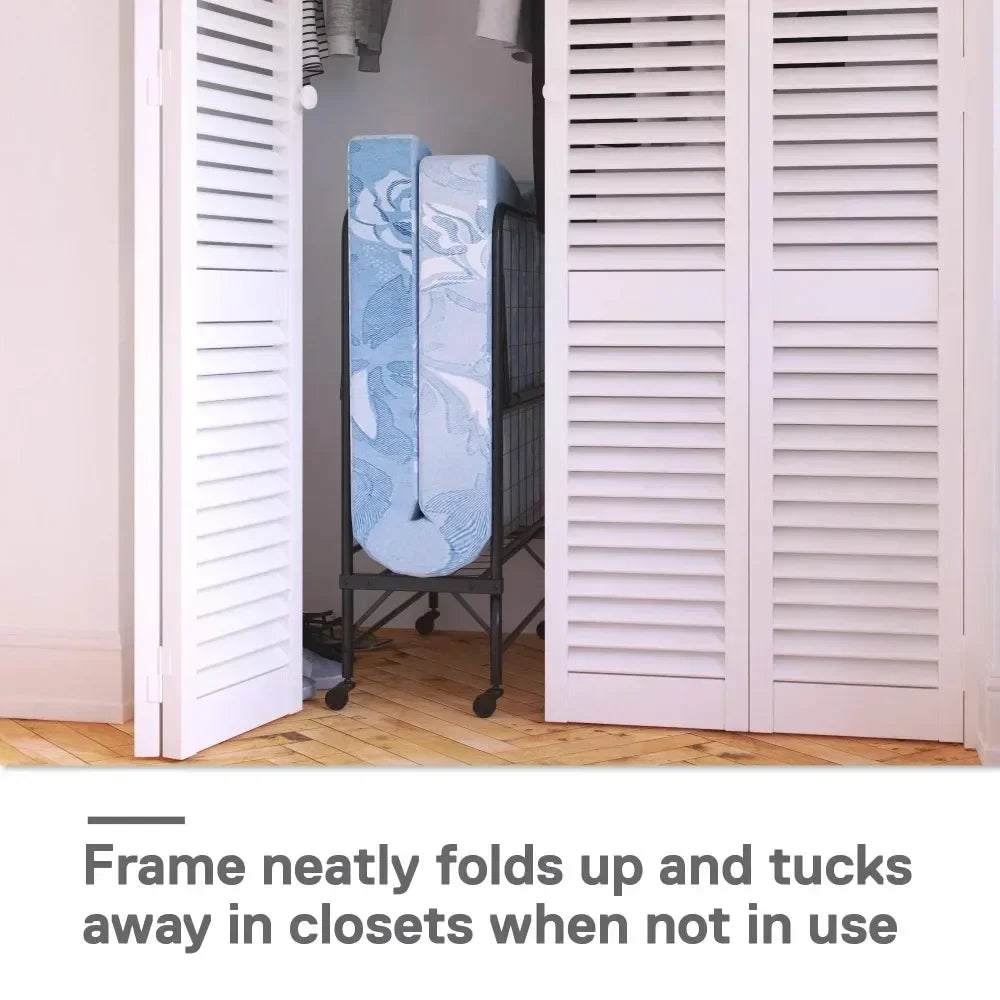 Folding Rollaway Guest Bed with 5 Inch Mattress, Bedroom living room folding bed, lunch convenient folding bed,Twin