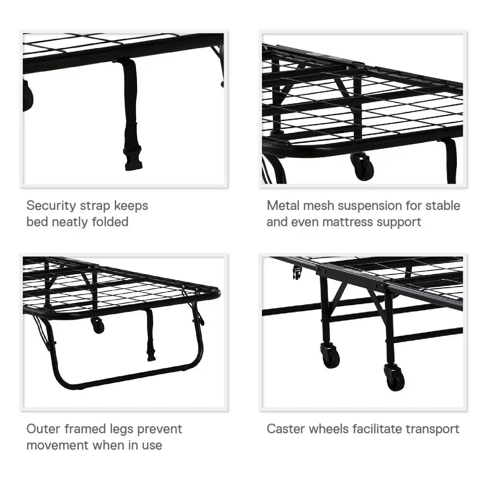Folding Rollaway Guest Bed with 5 Inch Mattress, Bedroom living room folding bed, lunch convenient folding bed,Twin