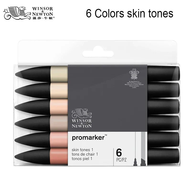 WINSOR&NEWTON 6/12 Colors ProMarkers Alcohol base ink Twin tips Professional Art Marker Pen Drawing Supplies
