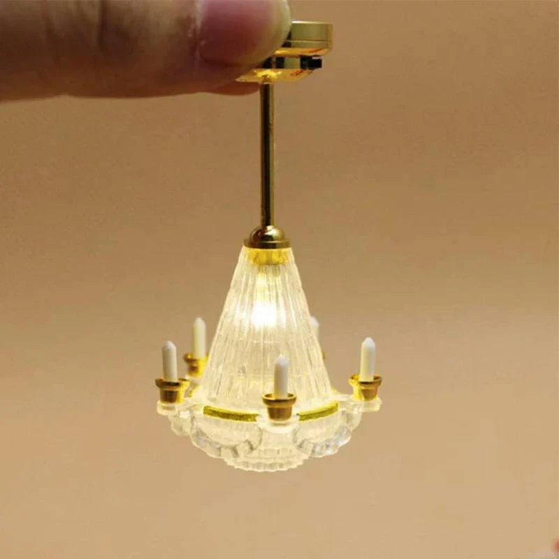 1Pc 1:12 Dollhouse Miniaturescale Ceiling Light Candles LED Lamp Battery/Button Battery Operated Decorative Accessories