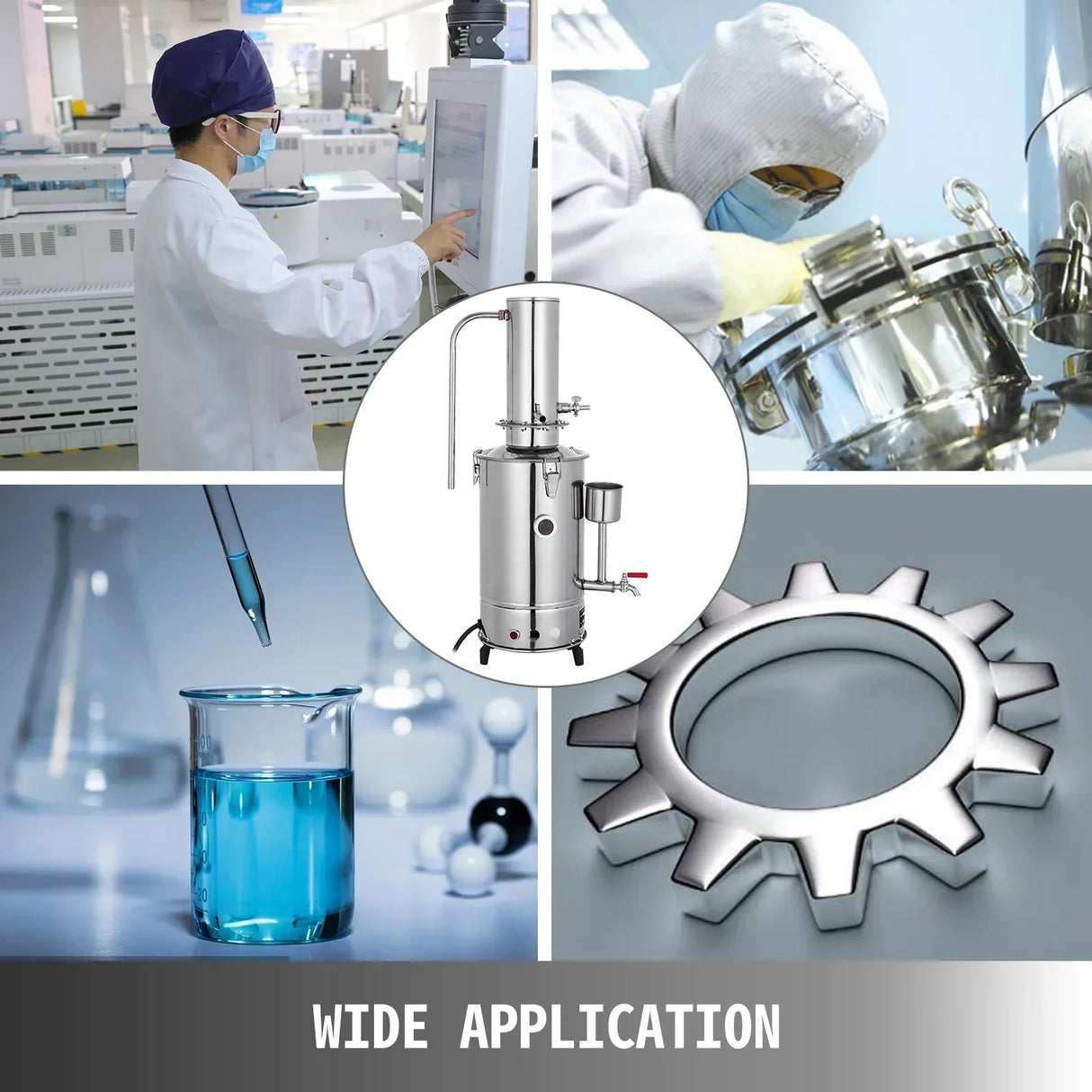 (Pack of 29) VEVOR 500ML 2L 3L 5L Lab Pure Water Distiller Electric Stainless Moonshine Still Filter And 24/40 Chemistry Glassware Kit