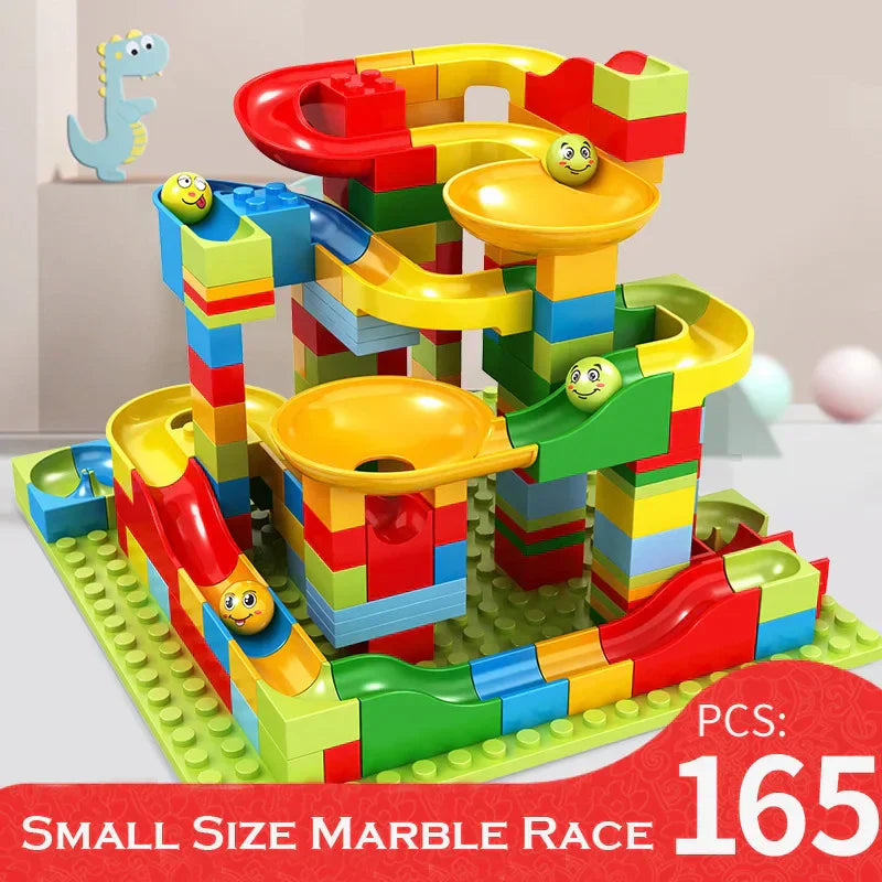 (Pack of 504) 84- Marble Race Run Block Small Size Building Blocks Funnel Slide Blocks DIY Creative Bricks Assemble Toys for Kids Gifts