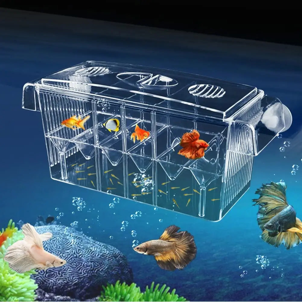 Aquarium Breeding Incubator Isolation Box Double Layer 4 Rooms Transparent Acrylic Self-Floating Fish Hatchery Box Fish Tank
