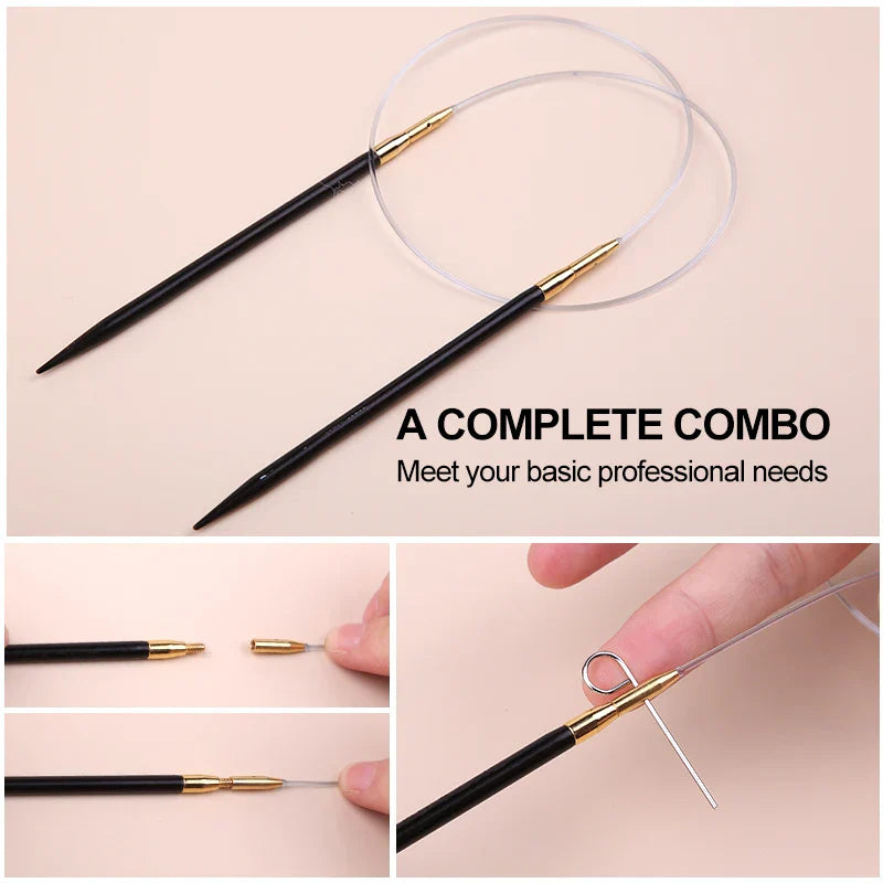 (Pack of 1) LMDZ High Quality Cable or Sandalwood Circular Knitting Needles Sweater Weaving Tools Wool Cotton Yarn DIY Knit Accessories