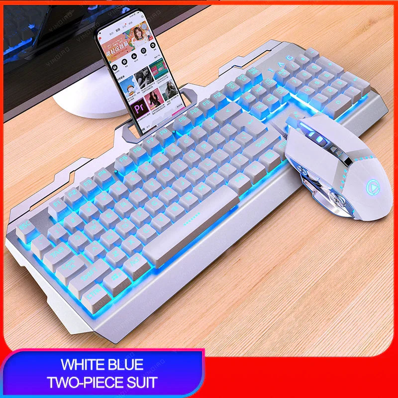 V2 Gaming Keyboard Mouse Headset Set Mechanical Feel Game 104 Keys Keyboards 3200DPI Mice Headphone Combos for PC Gamer