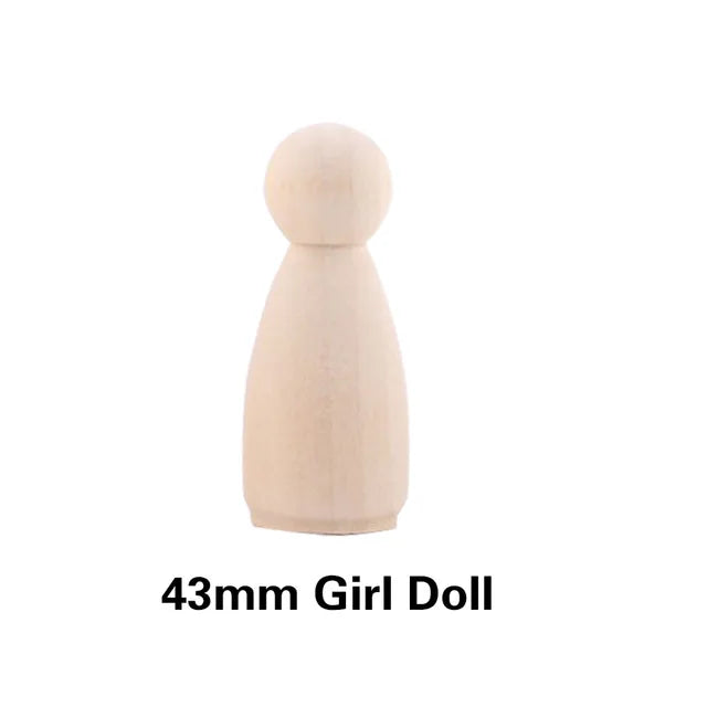 Wooden Doll Peg Baby Teether DIY Color Painting Peg Dolls Unfinished Wood Blank Male & Female Doll Bodies Decoration Toys