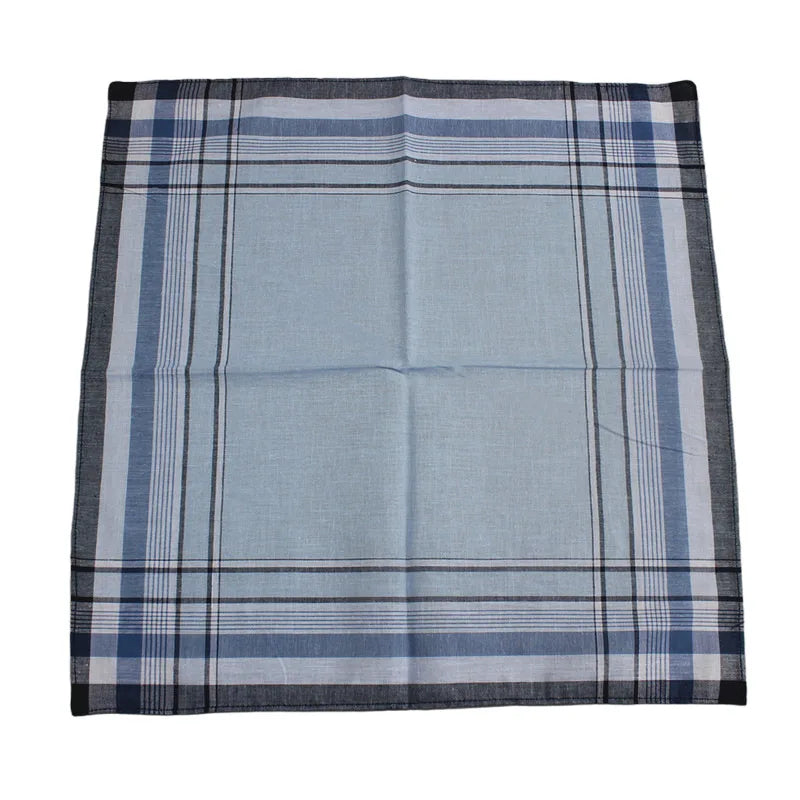 (Pack of 10) Square Plaid Stripe Pocket for Wedding Party Restaurant Women's Handkerchief Hand Towel Cotton Handkerchiefs for Men