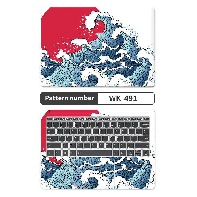 (Pack of 2) Universal Sea Wave Laptop Cover Sticker Skins Notebook Stickers Decal 12"/13"/14"/15"/17"for Macbook /Lenovo/Asus/Hp/Acer