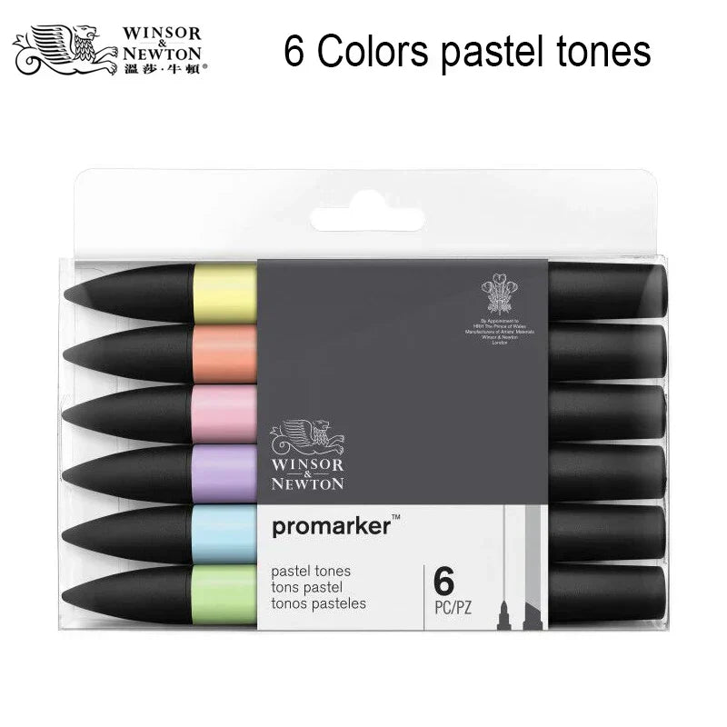 WINSOR&NEWTON 6/12 Colors ProMarkers Alcohol base ink Twin tips Professional Art Marker Pen Drawing Supplies
