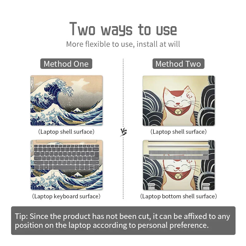 (Pack of 2) Universal Sea Wave Laptop Cover Sticker Skins Notebook Stickers Decal 12"/13"/14"/15"/17"for Macbook /Lenovo/Asus/Hp/Acer
