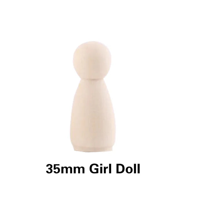 Wooden Doll Peg Baby Teether DIY Color Painting Peg Dolls Unfinished Wood Blank Male & Female Doll Bodies Decoration Toys